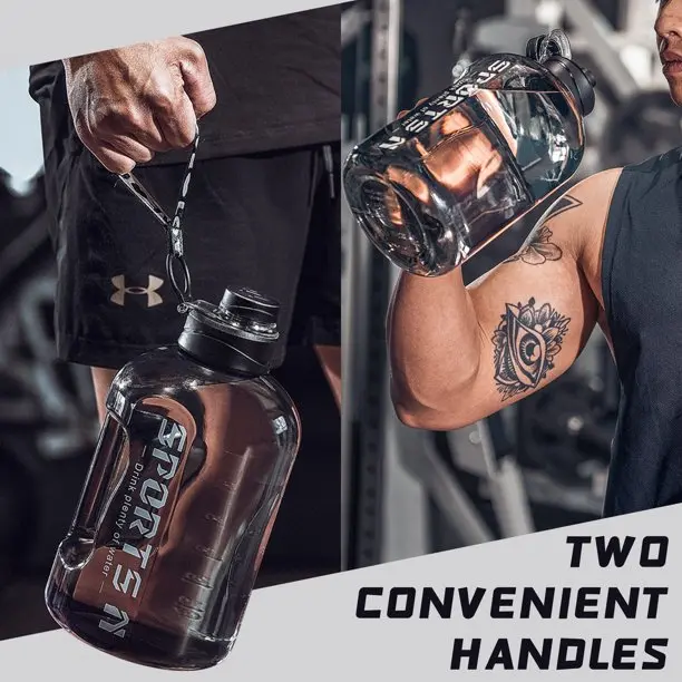 2.7L Large Capacity Sports Fitness Water Bottle W/ Handle Strap 1
