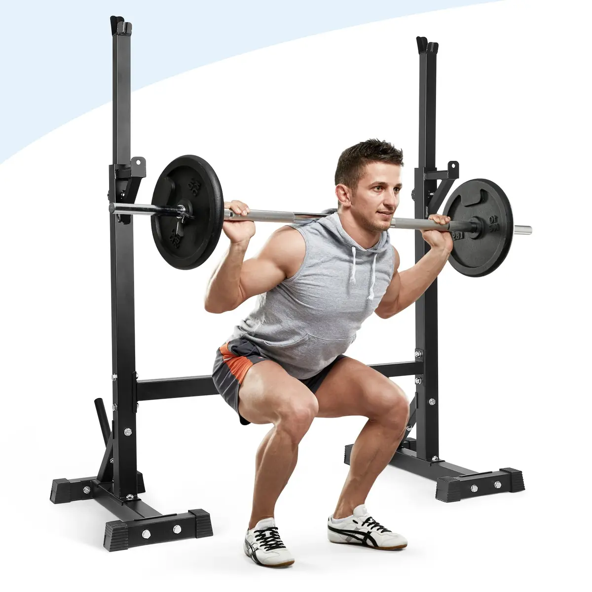 Adjustable Squat Rack Barbell Stand Fitness Equipment Max Load 550Lbs 1