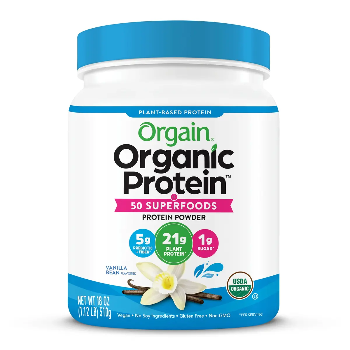 Orgain Organic Plant Based Protein + Superfoods Powder, Vanilla Bean 1